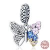 Copper Flower And Colorful Butterfly Beads Charms Fit Original Bracelet For Women Fine Jewelry Making