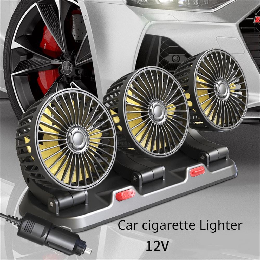 12v Automotive Fan Car Fan 24v 360° Adjustable 3 Head Air Fan Low Noise Multifunctional Temporary Parking Card Auto Vehicles Fan