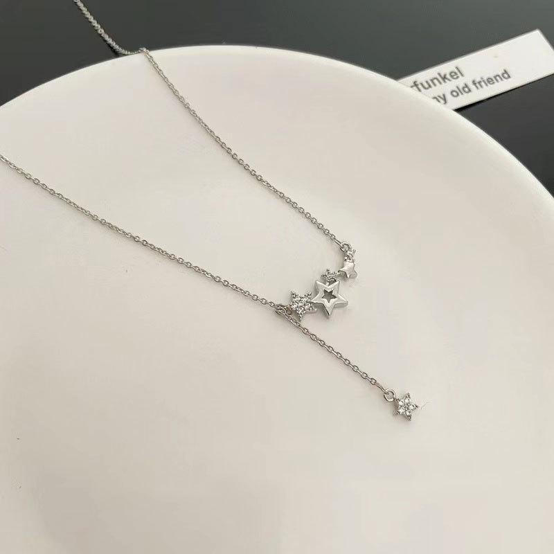 Star Tassel Necklace, Women's Flash Diamonds, Zircon Temperament, Versatile Ins Style, High-end Design, Necklace Accessories, Women