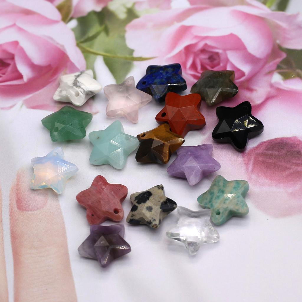 1 шт., кулон с кристаллами для исцеления Boho Reiki, подвески из натурального камня аметиста в виде пентаграммы для изготовления ювелирных изделий, рождественские подарки своими руками 15x15 мм