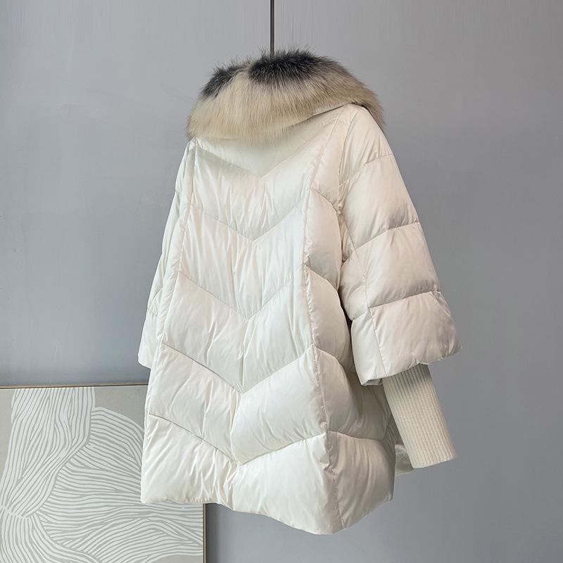 Duck Down Jacket Fox Fur Haining Leather Down Jacket Women's Medium and Long Fur Jacket 2025 Autumn and Winter New Young Models