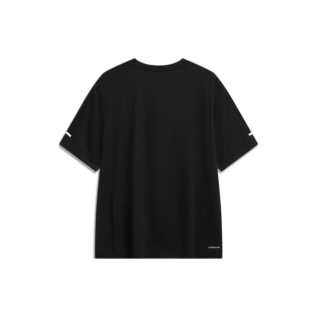 Li-Ning Впитывающая влагу быстросохнущая футболка с логотипом и короткими рукавами, мужские топы, черные ATST237-1