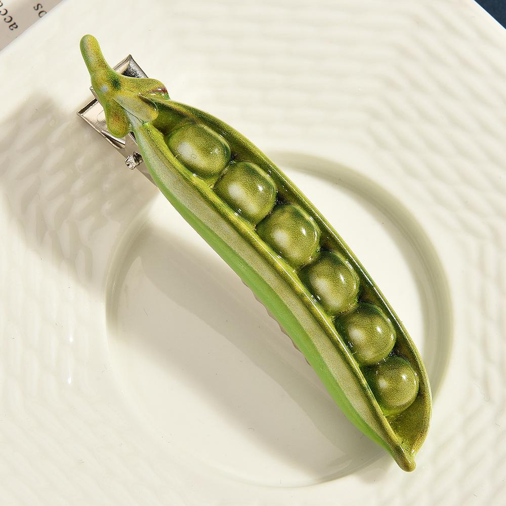 Simulated Pea Asparagus Hairpin Female Funny Creative Side Clip Niche Fun Vegetable Styling Hairpin