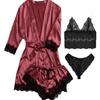 Women's Lace Satin Erotic Sleepwear Set