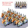 Средневековые военные наборы, кавалерийские фигурки, строительные блоки, солдат, спартанский воин, рыцари, римское оружие, аксессуары, игрушки для детей