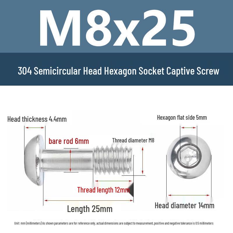 Yigu 304 Stainless Steel Anti-Loosening Hex Socket Captive Screws - M2/M3