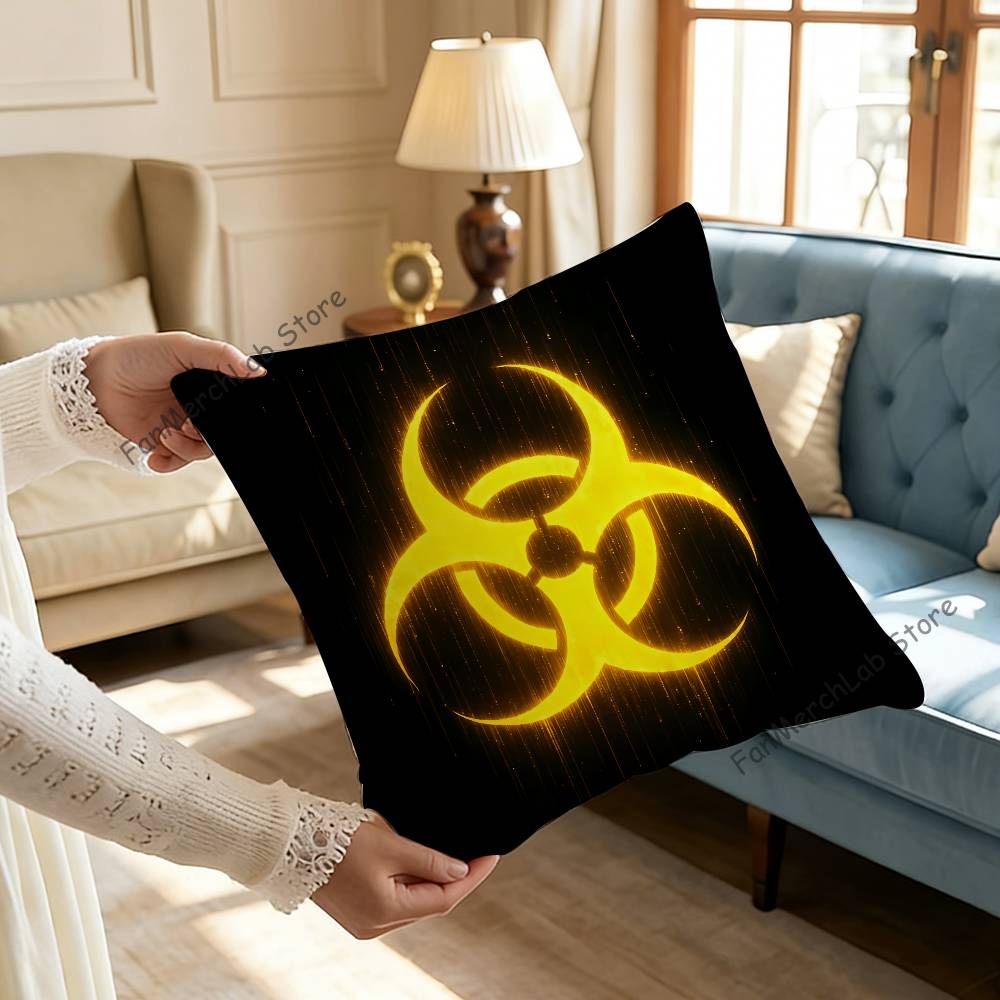 Warning Icon Danger Pillow Case Ultra Soft Skin Friendly Fabric Cloud Like Comfort Concealed Zipper