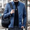 Mens PU Leather Jacket Trendy Stand Collar Biker Coat Slim Fit Casual Fall Top