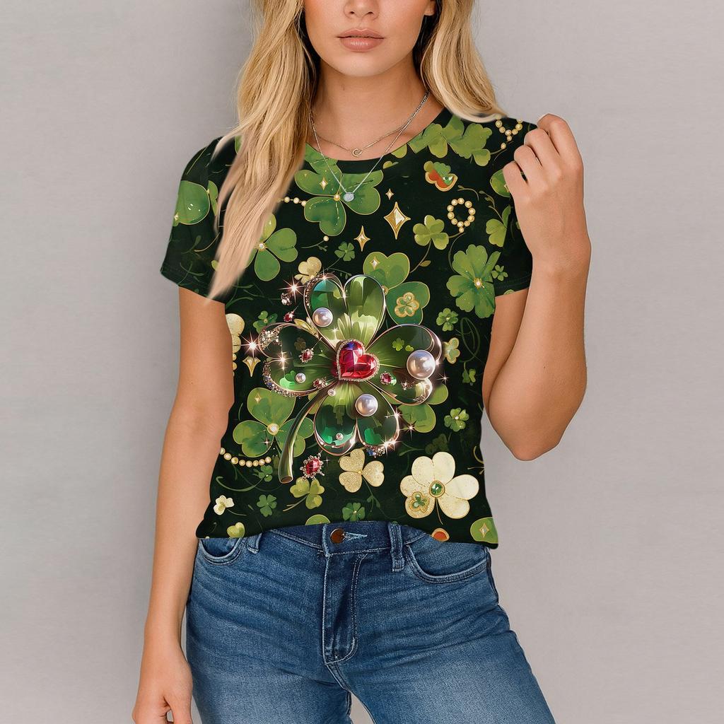 Women's T Shirt Tee Print Short Sleeve Daily Weekend Fashion Basic Regular Top St. Patrick's Day