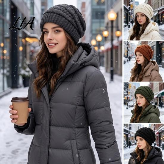 Winter Knit Beanies Slouchy Knitted Hat, Unisex Warm Beanies, Stretchy Soft Headwear for Men And Women Cozy Hat Cold Weather Cycling Skiing