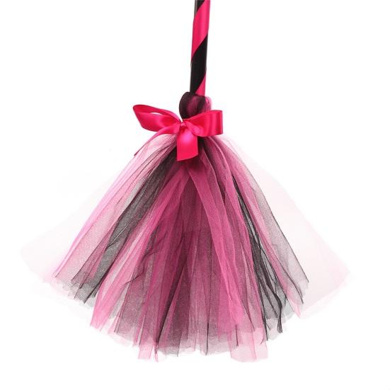 Сетка Бант Декор Косплей Декоративный Хэллоуин Ведьма Метла Костюм Вечеринка Хэллоуин Пластиковая Метла Реквизит Вечеринка Принадлежности