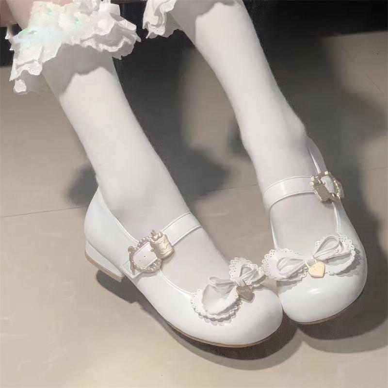 Fashion Cute Women's Shoes Round Toe Low Heel Bow Mary Jane Shoe New Style Daily Student Style Lolita Leather Shoes Casual Single Shoes