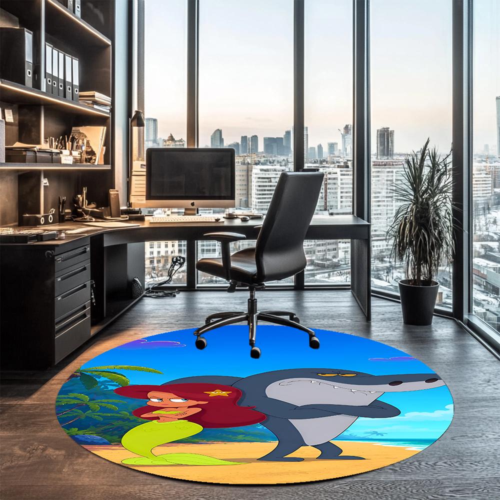 Zig & Sharko Printed Round Rug Carpet Chair Rug Area Rug Entryway Doormats,for Office Chair Living Room Bedroom Kitchen Room.