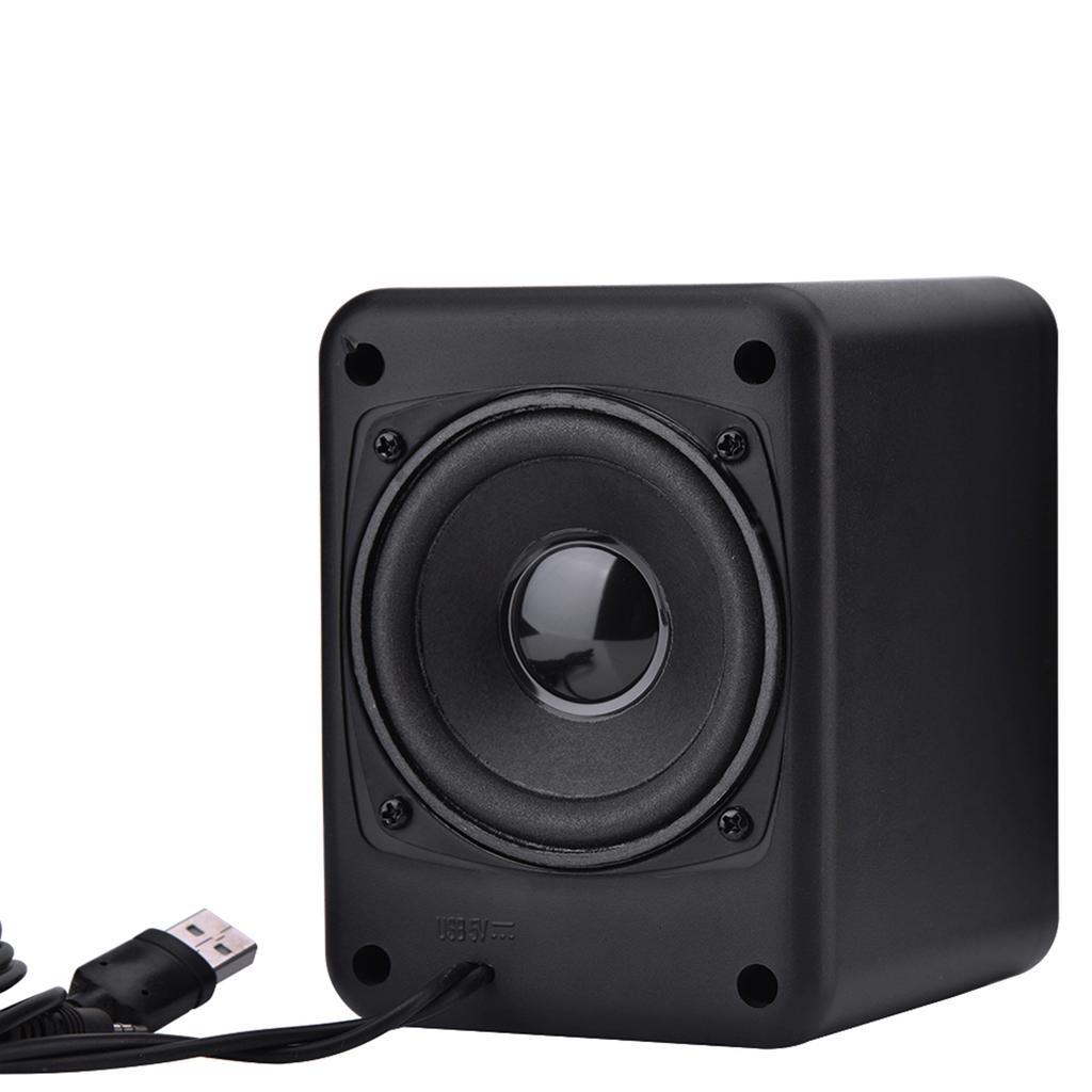 Mini USB Wired Combination Speaker Bass Stereo Music Player Subwoofer for Phone Laptop Black