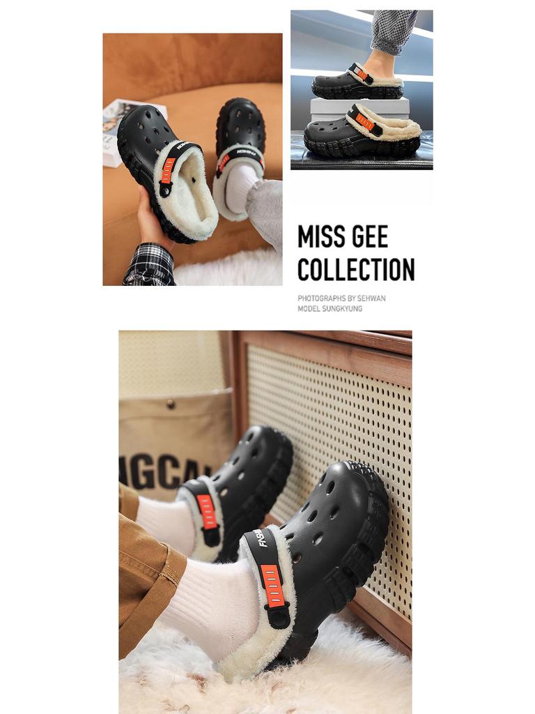 Мужские зимние тапочки с закрытым носком на флисовой подкладке: Плотный, теплый и удобный для использования на открытом воздухе