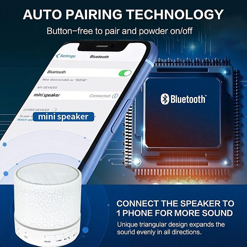 Portable Mini Wireless Bluetooth Speaker with Built-in Mic Handsfree TF Card Dazzling Crack Colorful LED Bluetooth 4.1 HD Sound