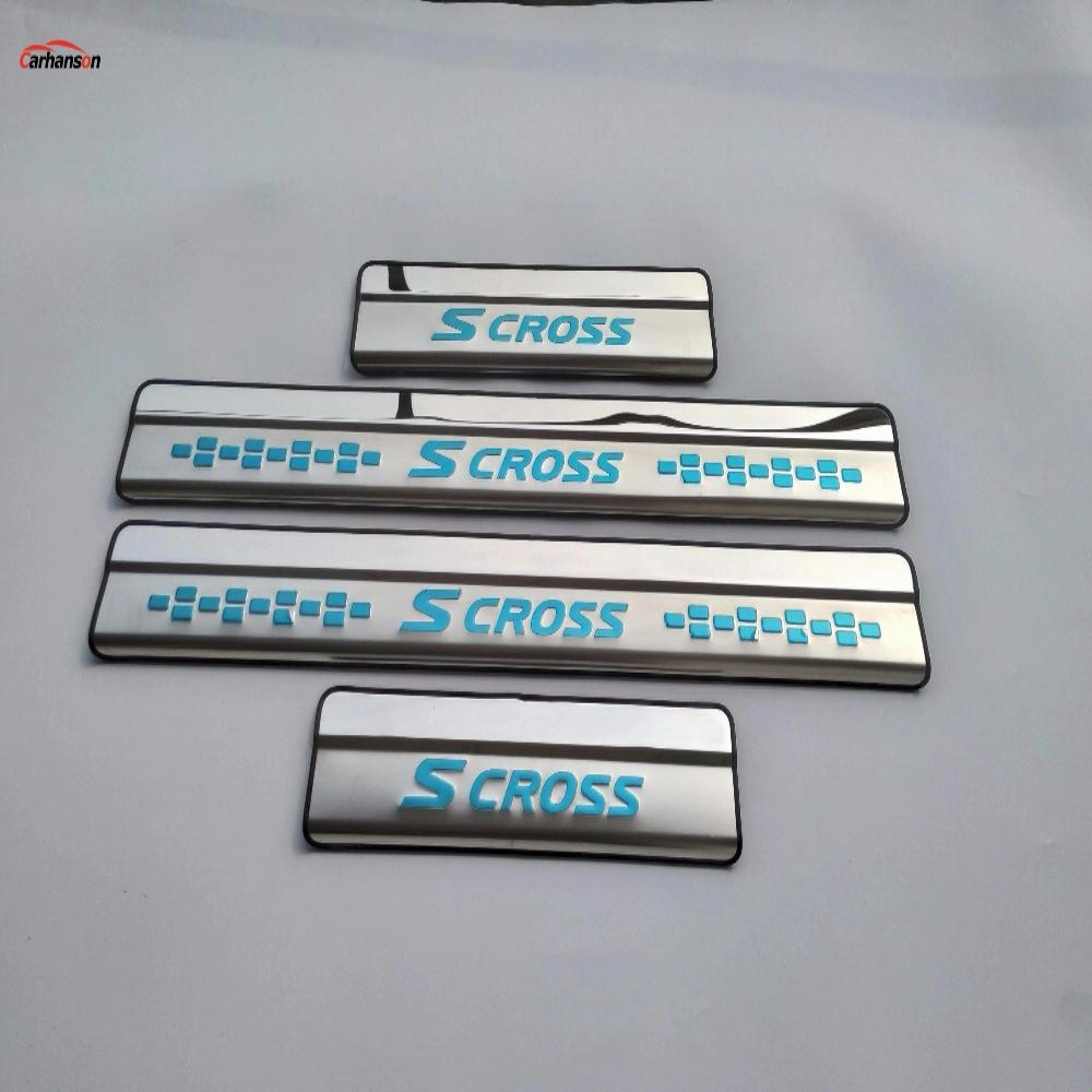 Car Styling For Suzuki Sx4 2014- Accessories Scross S-Cross S Cross Stainless Door Sill Protector Pedal Plate Cover