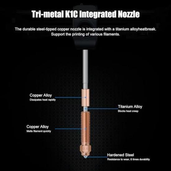 Сопло K1C 0,8*1,0 мм 2 шт. Unicorn Быстросъемное Сопло для Ender 3 V3 Подходит для 3D-принтера K1C/K1 Max Керамический Нагревательный Блок Горячий Конец Запасная Часть, Термическое