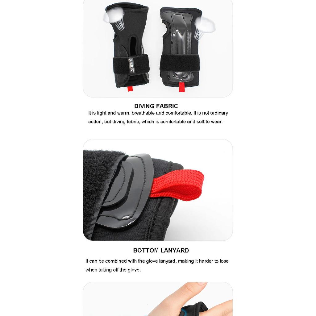 AOLIKES 1Pair Ski Wrist Support Gear Hand Protection Roller Palm Pads Protector Snowboard Skating Guard Men Women