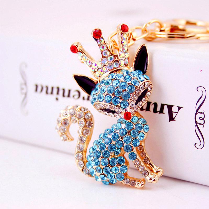 "Adorable Crystal Fox Crown Keychain - Women's Bag Accessory & Small Gift 837"