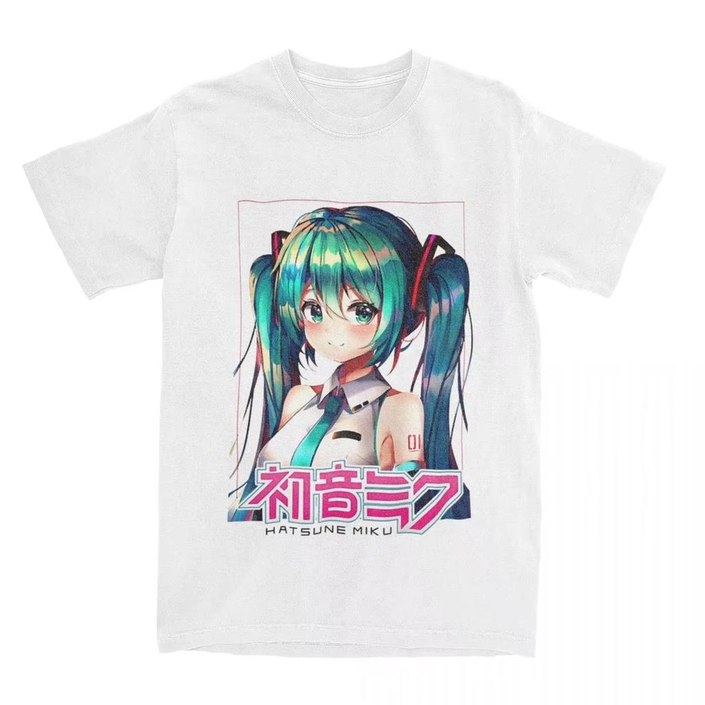 Мультяшная футболка Hatsune Miku для мужчин и женщин Хлопок Стиль одежды Винтажная футболка с коротким рукавом и круглым вырезом Идея для подарка Топы
