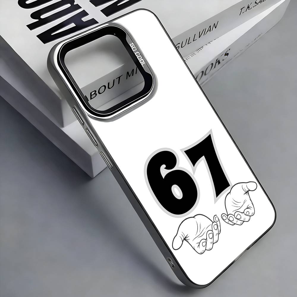Чехол для телефона Six Seven 67 для iPhone 17,16,15,14,13,12,11 Plus,Pro Max, Цветной Серебряный Чехол для Телефона