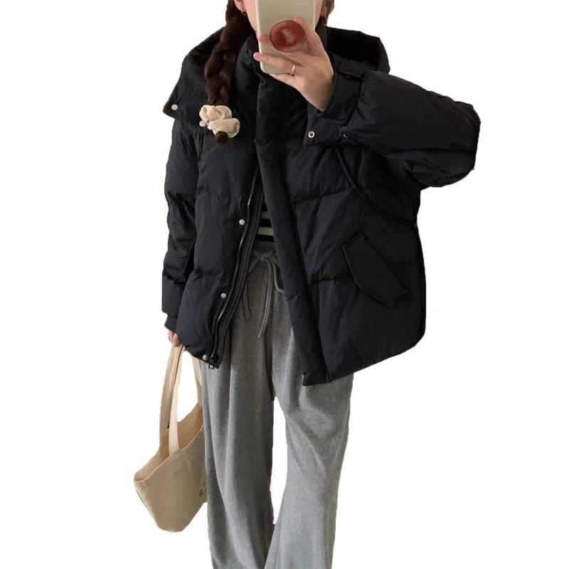 Женская куртка-пуховик с капюшоном, зима 2024, новая модная теплая белая куртка-пуховик на утином пуху