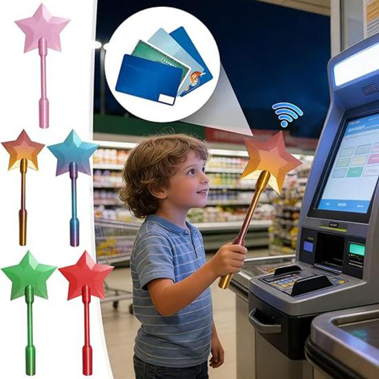 14-Inch 3D Printed Tap to Pay Star Wand Contactless Payment Universal NFC Credit Card Holder Plastic Star Shape Wand Toy