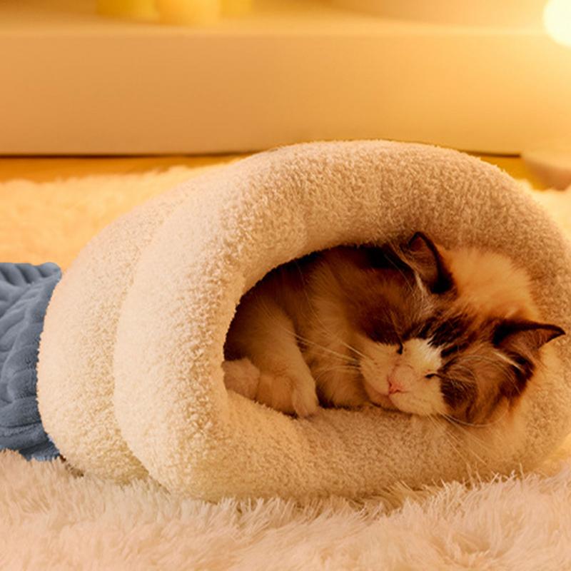 Спальный мешок для кошек, коврик для домашних животных, зимний утепленный согревающий мешок, уютная мягкая удобная кровать для домашних животных на открытом воздухе