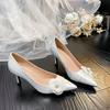 Fashion French Wedding Shoes Senior Sense 2024 New Camellia High Heels Female Wedding Dress Banquet Red Bridal Shoes