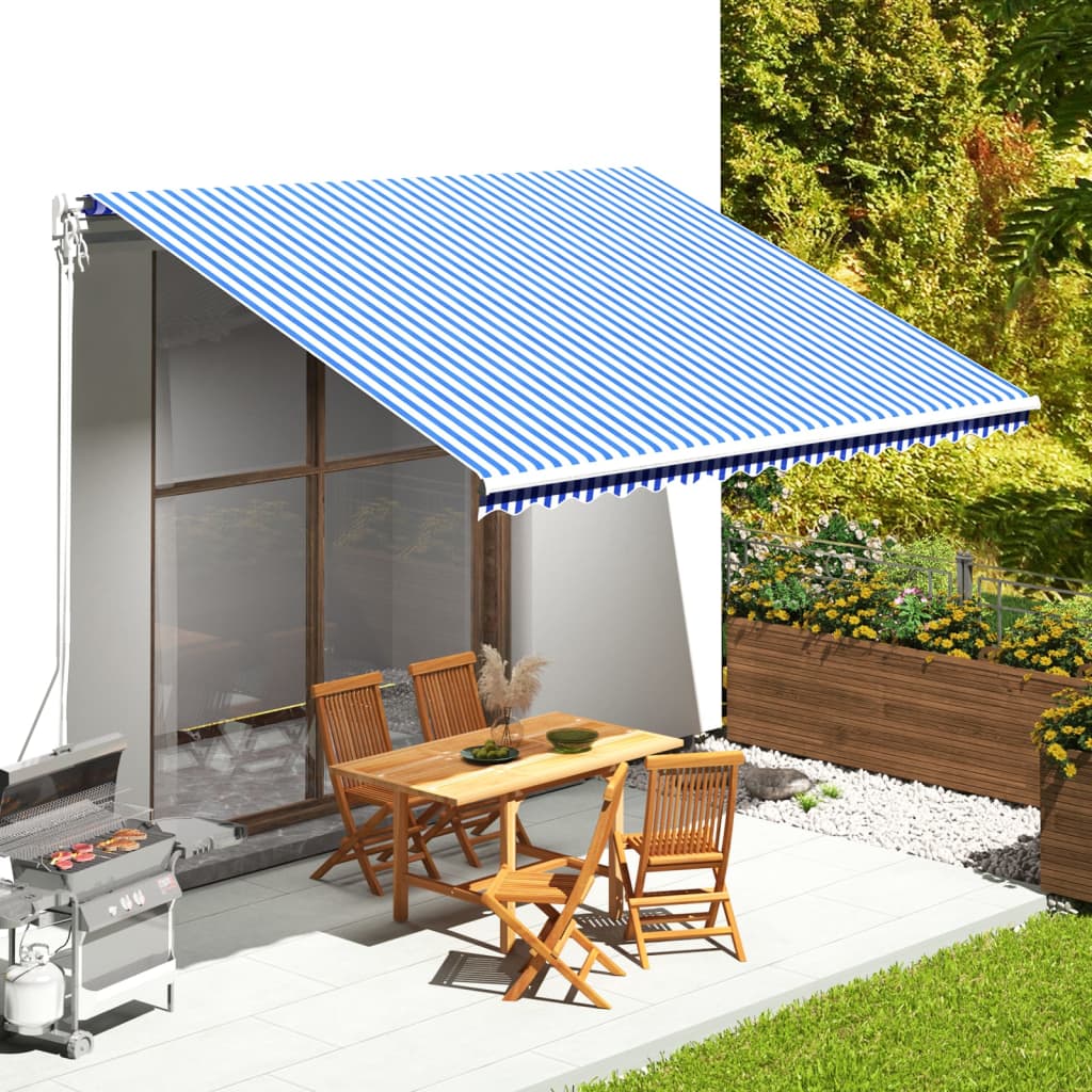vidaXL Ersatzstoff für Markise Blau und Weiß 430x345 cm Polyester