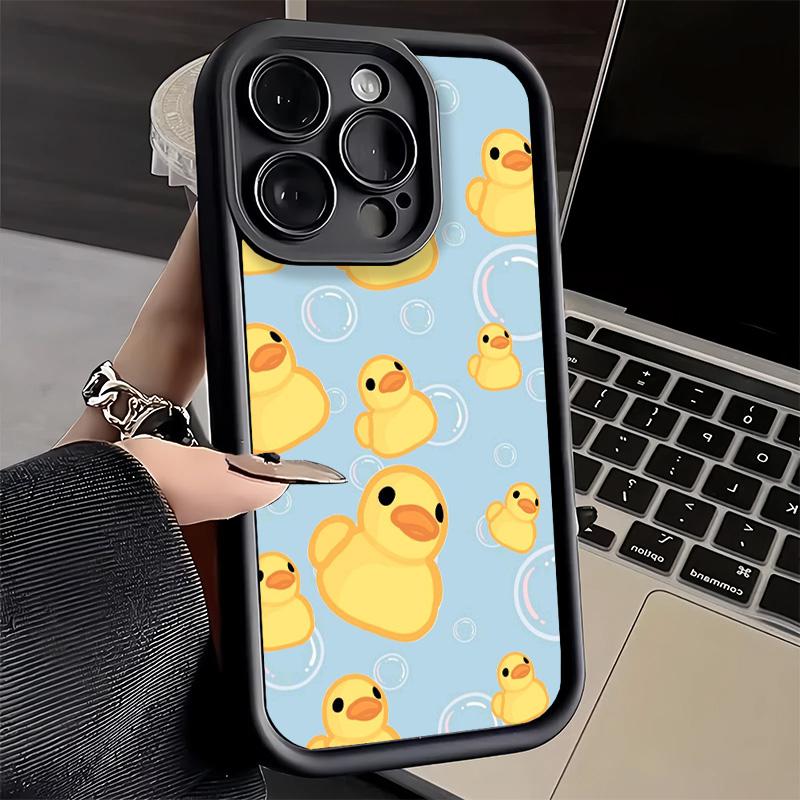 Чехол для телефона iPhone 17 Air 16E 15 16 Pro Max Смешной Милый Мультяшный Утенок Чехол 14 Plus 13 12 Mini Мягкий Силиконовый Чехол Fundas