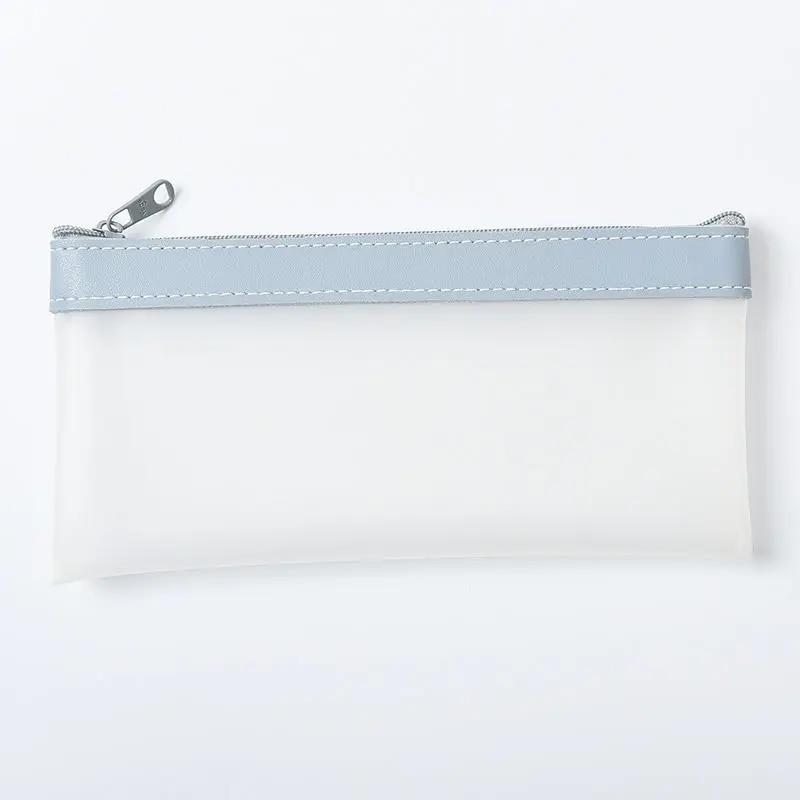 Простой прозрачный кожаный пенал, корейская мода, Ins, пеналы, органайзер для канцелярских принадлежностей, пенал, школьный чехол для ручек