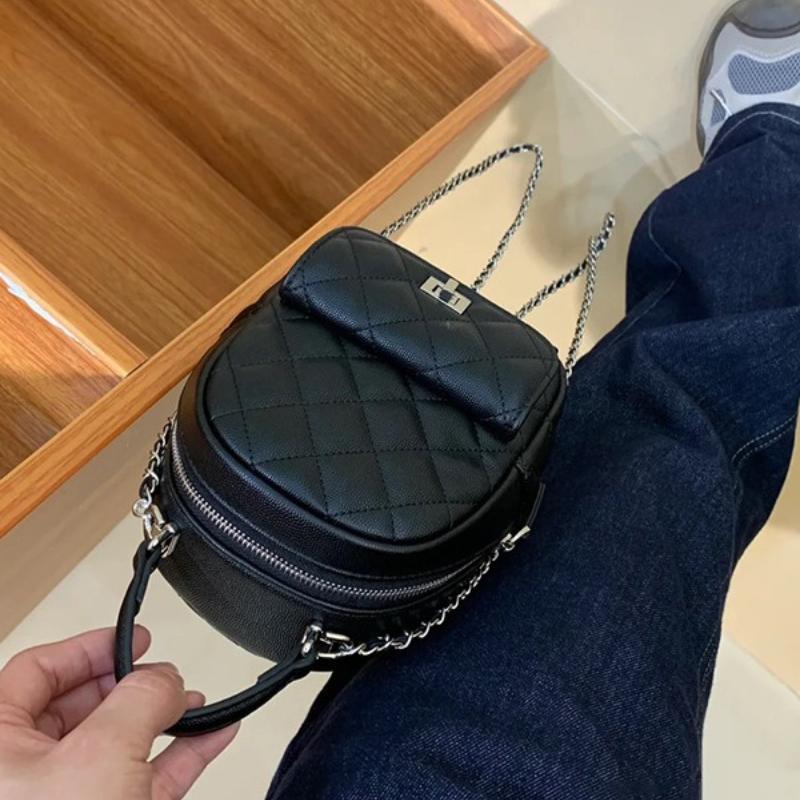 Модные кожаные маленькие рюкзаки, высококачественные женские сумки через плечо с ромбическим шитьем, универсальные сумки большой вместимости с цепочкой