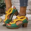 Fashion Summer Chunky Heels Shoes for Women Lightweight Plus Size Platform Sandals Woman Thick High Heeled Gladiator Women Sandals