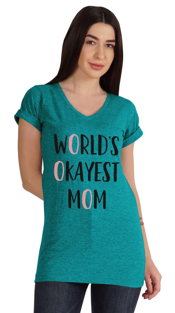 Inkmeso World  S Okayest Mom Graphic Tshirt Short Sleeve Mother  S Day Gift