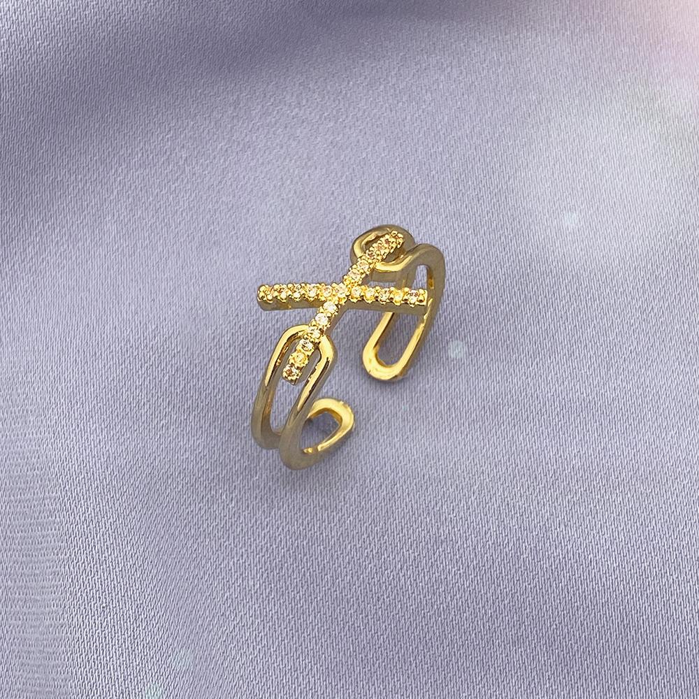 Модные геометрические кольца золотого цвета, сверкающее открытое кольцо с цирконом, эффектные ювелирные изделия для женщин