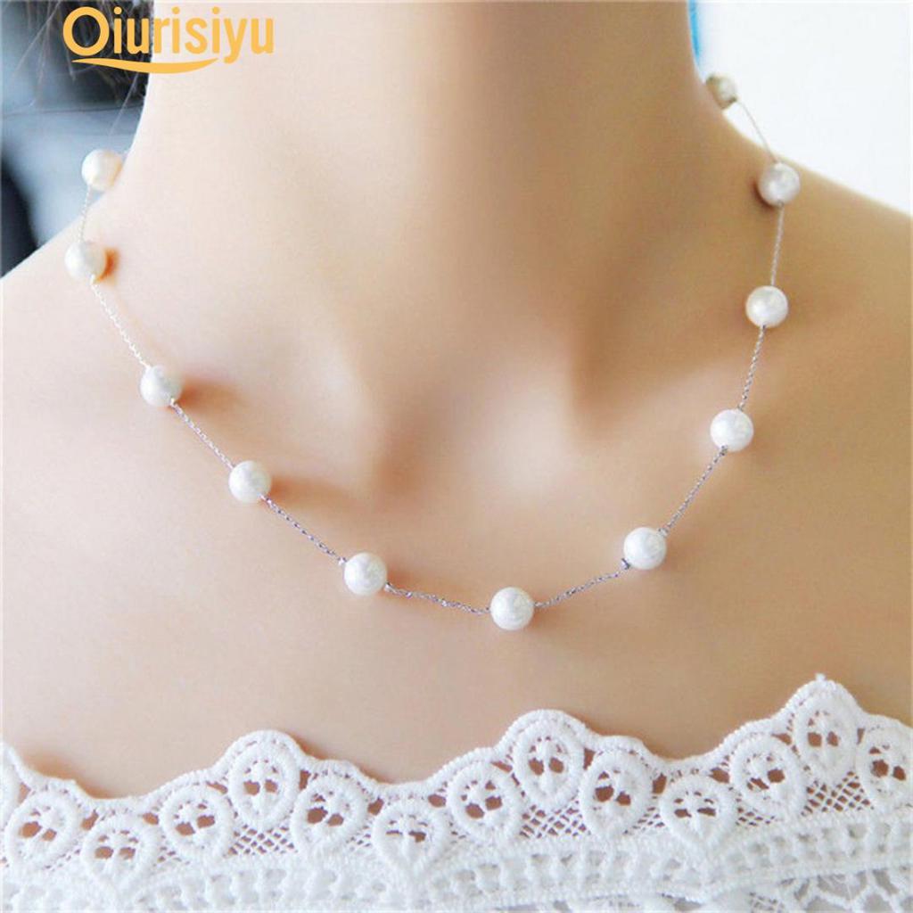 Women Faux Pearl Charm Pendant Chain Choker Short Necklace Jewelry Fashion Jewelry