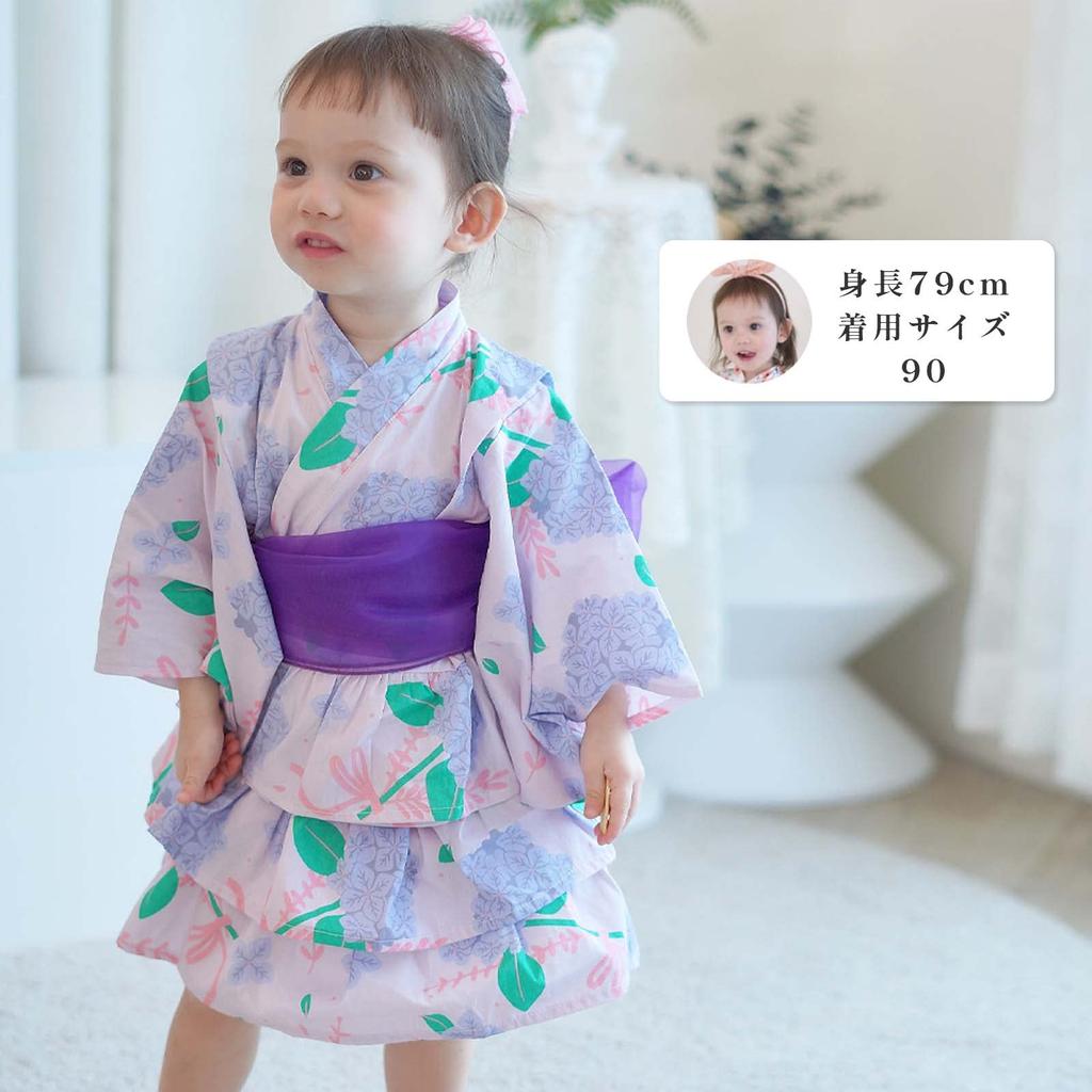 Юката Платье Юката с Оби Идеально для Летних Фейерверков HF07 [SLINX] Детская (Девочки, Малыши, Дети) - Набор из 3 предметов (Кушак) - Фестивали, Выставки,