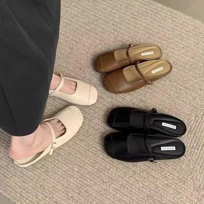 Тапочки Baotou, женская верхняя одежда, 2025, новая корейская версия, нежная фея, мягкая, плоская, повседневная обувь с одной педалью, muller