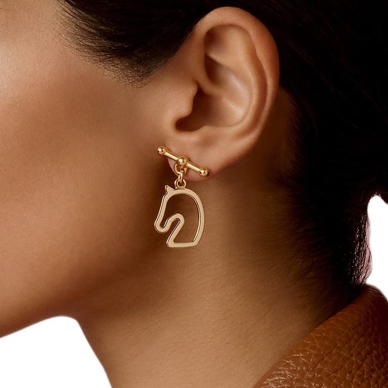 HERMES Earrings Women's Rose Gold/Cream H100114FOD3