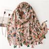 2023 Spring/Summer Sweet Style Cartoon Cherry Cotton Linen Scarf for Women