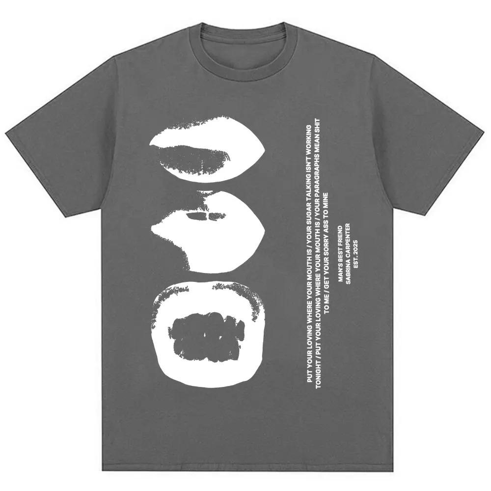Unisex Women Vintage Fashion Hip Hop T Shirts Singer Sabrina Carpenter Sugar Talking Print Tshirt Oversized Cotton Hipster T Shirt