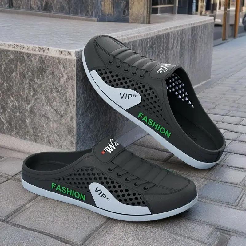 Fashion Website Sandals Man Hole Breathable Shoes Height 2025 Fashion Summer Sale Casual Adult Pvc Fun Y2k Low Price Slippers for Men