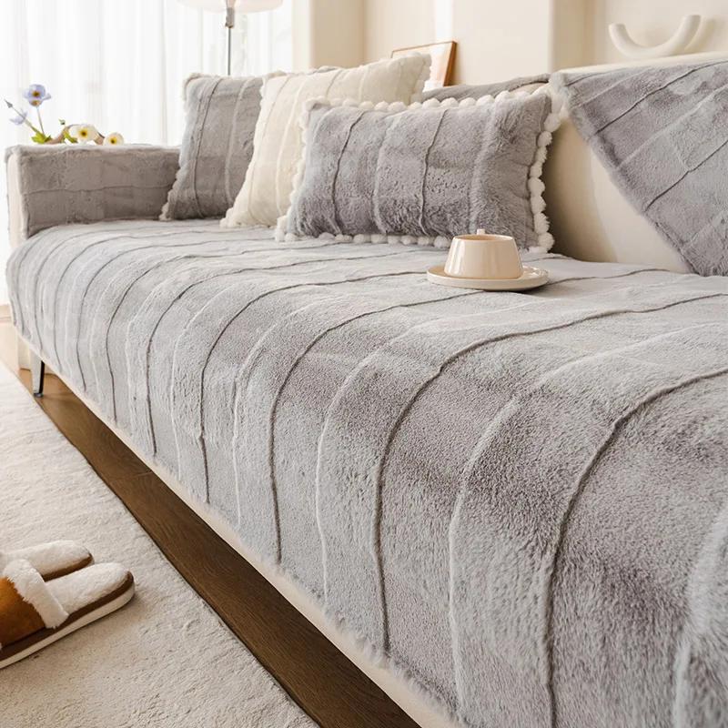 Thicken Plush Sofa Towel Universal Non-slip Sofa Mat Winter Warm Soft L Shaped Sofa Mat Couch Cushion Slipcovers for Living Room