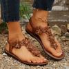 Women's Shoes 2025 High Quality Pinch Toe Women's Sandals Fashion Floral Beach Sandals Women Summer Plus Size Flat Sandals