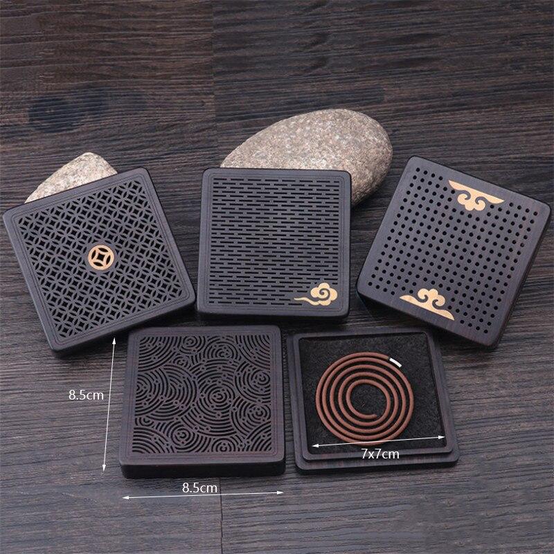 Buddhist Wood Coil Incense Burner Hollow Carved Incense Plate Box Aromatherapy Censer Home Decor