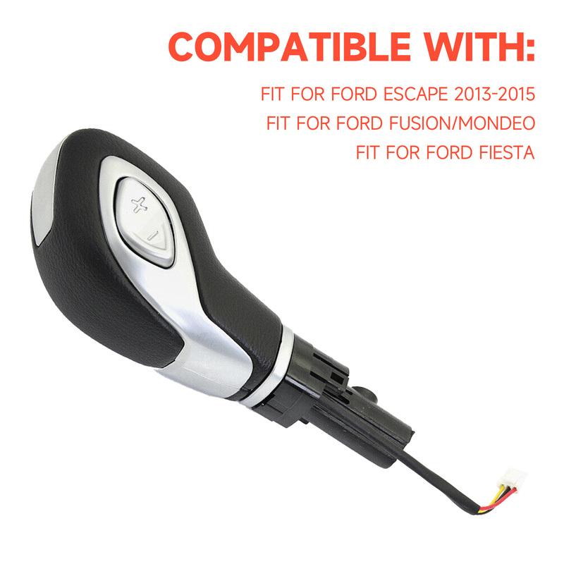 Automatic Gear Shift Knob Shifter Lever Gear Stick for Ford Focus Kuga Mondeo Ecosport Fiesta 2013-2015 Head Black Silver