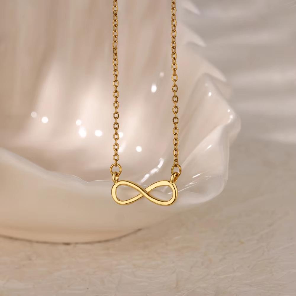 Niche Design Simple Collarbone Chain Female Infinity Symbol Individual Cold Wind Geometric Necklace Transshipment Word Pendant