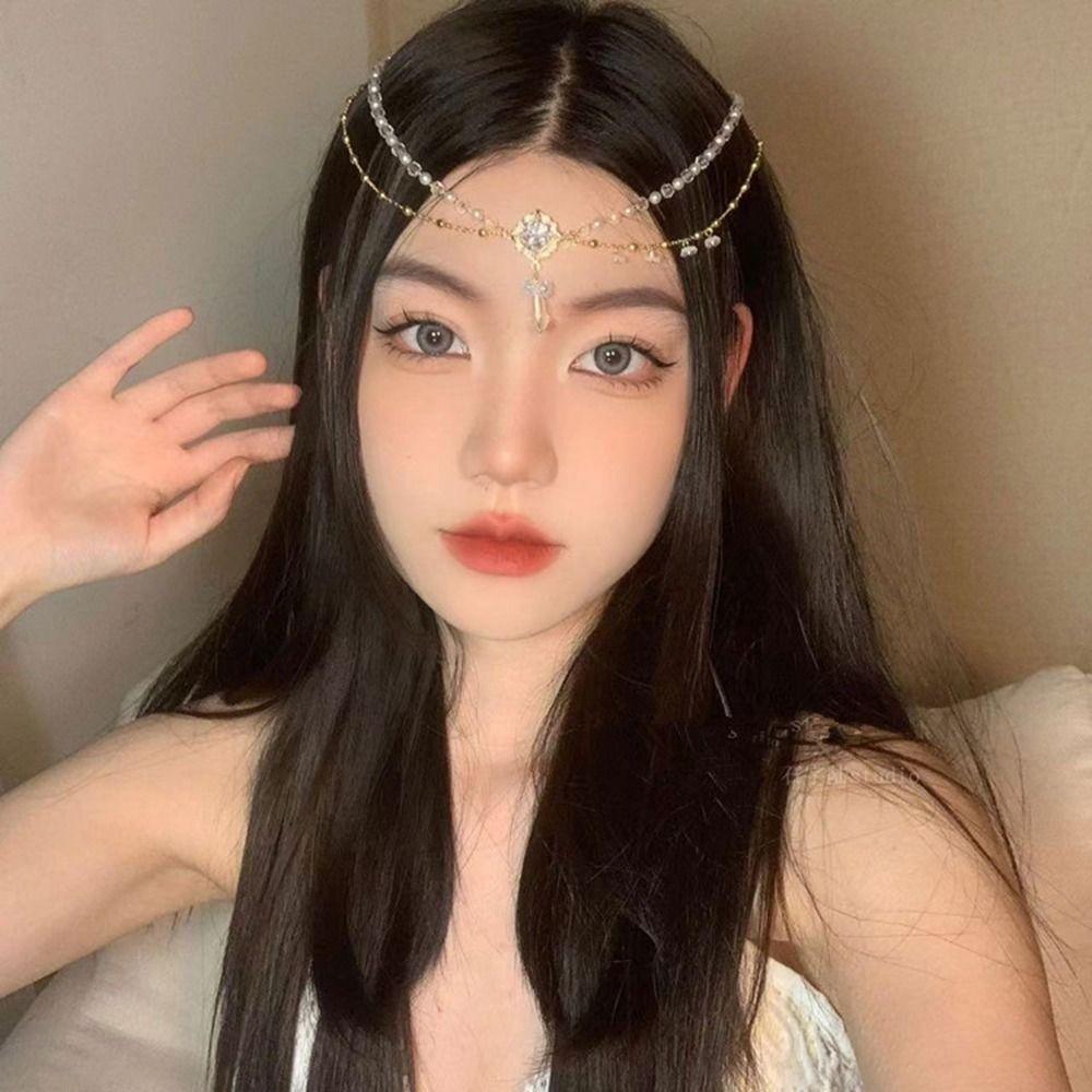 Праздничные Жемчужные Фото Реквизит Новогодний Боковой Зажим Аксессуары Для Волос Хрустальная Цепочка На Голову Подвеска На Брови